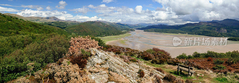 Afon Mawddach和Cadair Idris的美丽全景(斯诺登尼亚，威尔士，英国)